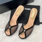 Chanel Mesh Peep-Toe Heels Black