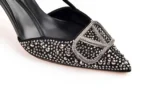 Valentino Garavani V Logo Black Crystal Embellished Heel - Image 2