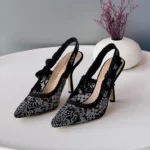 Dior J'Adior Slingback Pumps With Rhinestone Embellishments In Black And Transparent
