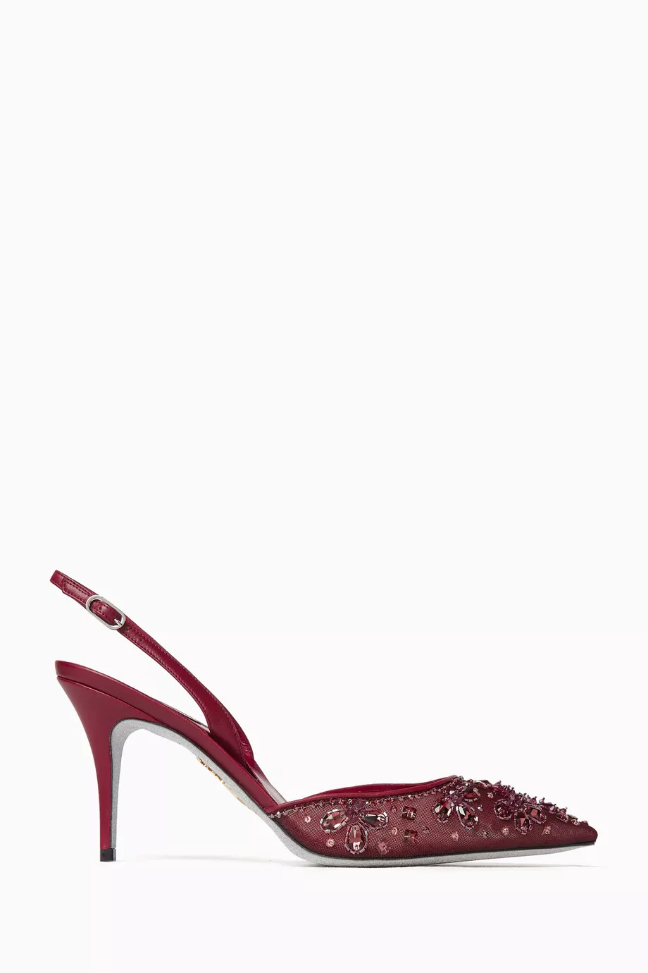 Rene Caovilla Jeweled Cinderella 80 Slingback Pumps In Red