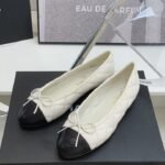 Chanel Classic Ballet Flats With Cap Toe White Black