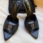 Saint Laurent Patent Leather Babylone Sandals Black