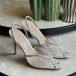 Hills Andrea Wazen Sandal with Rhinestones In White Lace