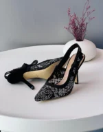 Dior J'Adior Slingback Pumps With Rhinestone Embellishments In Black And Transparent - Image 2
