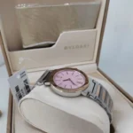 Bvlgari Rose Gold and Steel 33mm In Stainless Steel And Pink Dial - Image 3