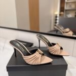 Saint Laurent Patent Leather Babylone Sandals Light Pink