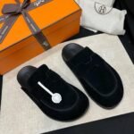Hermès Luxury Mule Slippers Black