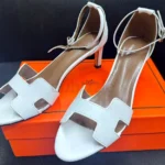 Hermès Legend Calfskin Wedge Sandals White