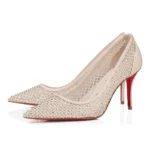 Christian Louboutin Apostropha Mesh Strass 80 mm Pumps Beige