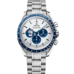 Omega Speedmaster Silver Snoopy Award Watch In White Gold With White Dial