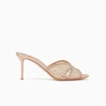Aquazzura Crystal Lover 75 Pink Mule Sandals