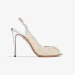 Aquazzura Crystal Lover 105 Silver Sandals