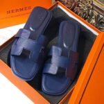 Hermes Oran Sandals Navy Blue