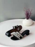 CHRISTIAN DIOR Dway Embroidered Cotton Heeled Slides - Image 3