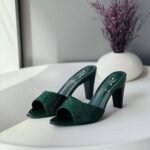 Gina green high-heeled sandals with crystals