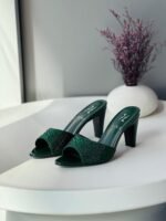 Gina green high-heeled sandals with crystals