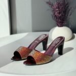 Gina Maroon high-heeled sandals with crystals