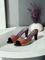 Gina Maroon high-heeled sandals with crystals