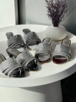 Gina Women's Silver Rhinestone Studded Low Heel Sandal - Image 2