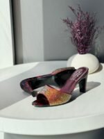 Gina Maroon high-heeled sandals with crystals - Image 2