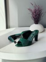 Gina green high-heeled sandals with crystals - Image 2