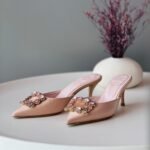Roger Vivier Pink Satin Efflorescence mules
