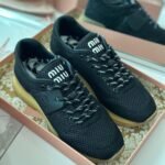 Miu Miu Women's Fabric & Mesh Black Low Top Sneakers