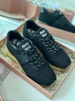 Miu Miu Women's Fabric & Mesh Black Low Top Sneakers
