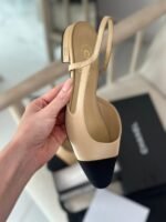 Chanel Beige Heels with Slingback Design