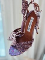 Aquazzura Tequila Sandals Sparkly Pink