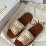 Chloè Woody Flat Mule Sandal in Delicate Pink Brown