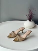 Gianvito Rossi high heels in Gold with rhinestones