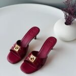 Fendi FFold Red leather heeled sandals