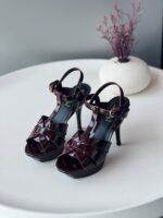 Saint Laurent Red Tribute Platform Sandals For Women