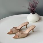 Gianvito Rossi high heels in beige with rhinestones
