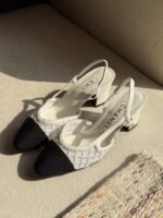 Chanel Slingback Flats in White