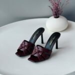 Saint Laurent Burgundy Leather Tribute Slide Sandals