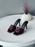 Saint Laurent Burgundy Leather Tribute Slide Sandals