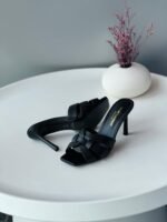 Saint Laurent Black Leather Tribute Slide Sandals - Image 2