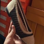 CHANEL 25P CC RAFFIA BALLET SHOES BLACK BEIGE