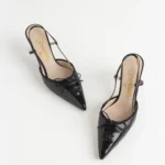 Chanel CC Bow Slingback Heels Black