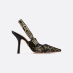 Dior J’Adior Slingback Pump Black and Gold-Tone Millefiori Jacquard