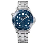 Omega Seamaster Diver 300M Stainless Steel In White Gold With Blue Dial