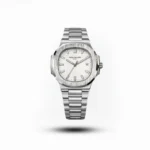 Patek Philippe Nautilus Watch Stainless Steel In White Gold, And White Dial