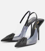 Saint Laurent Black Chica Slingback Pointed Toe Pumps - Image 2