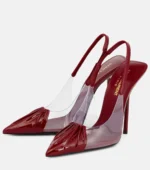 Saint Laurent Red Chica Slingback Pointed Toe Pumps - Image 3