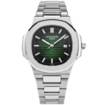 Patek Philippe Nautilus Watch Stainless Steel In White Gold, And Green Dial