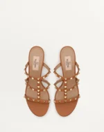 Valentino Rockstud Calfskin Leather Slide Sandal 60 mm Almond - Image 3