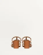 Valentino Rockstud Calfskin Leather Slide Sandal 60 mm Almond - Image 4