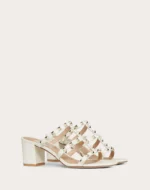 Valentino Rockstud Calfskin Leather Slide Sandal 60 mm Light Ivory - Image 2